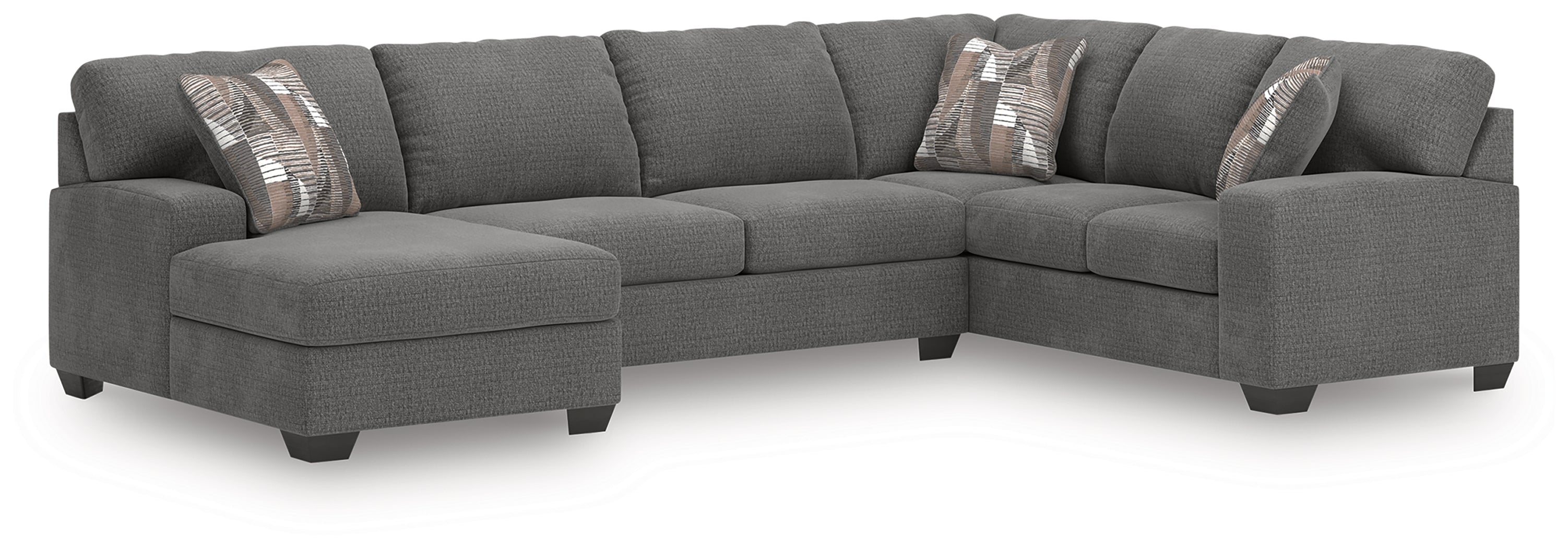 Diamond Furniture - Ashley Furniture - Newellen Sectional - RAF 3-Piece Sleeper Sectional with Chaise / Greystone - 48405S5