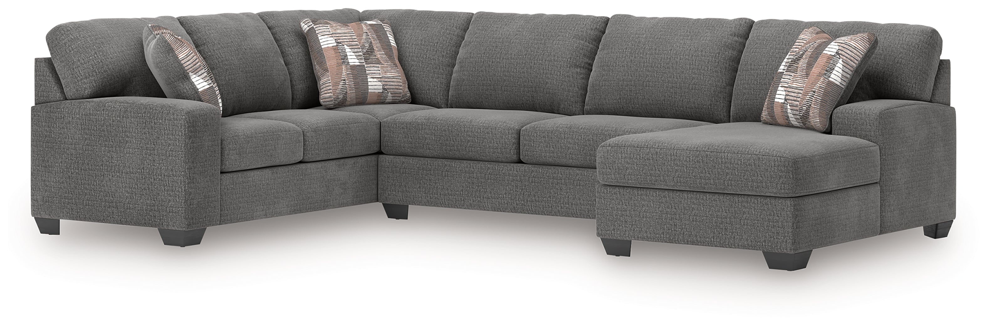 Diamond Furniture - Ashley Furniture - Newellen Sectional - LAF 3-Piece Sleeper Sectional with Chaise / Greystone - 48405S6