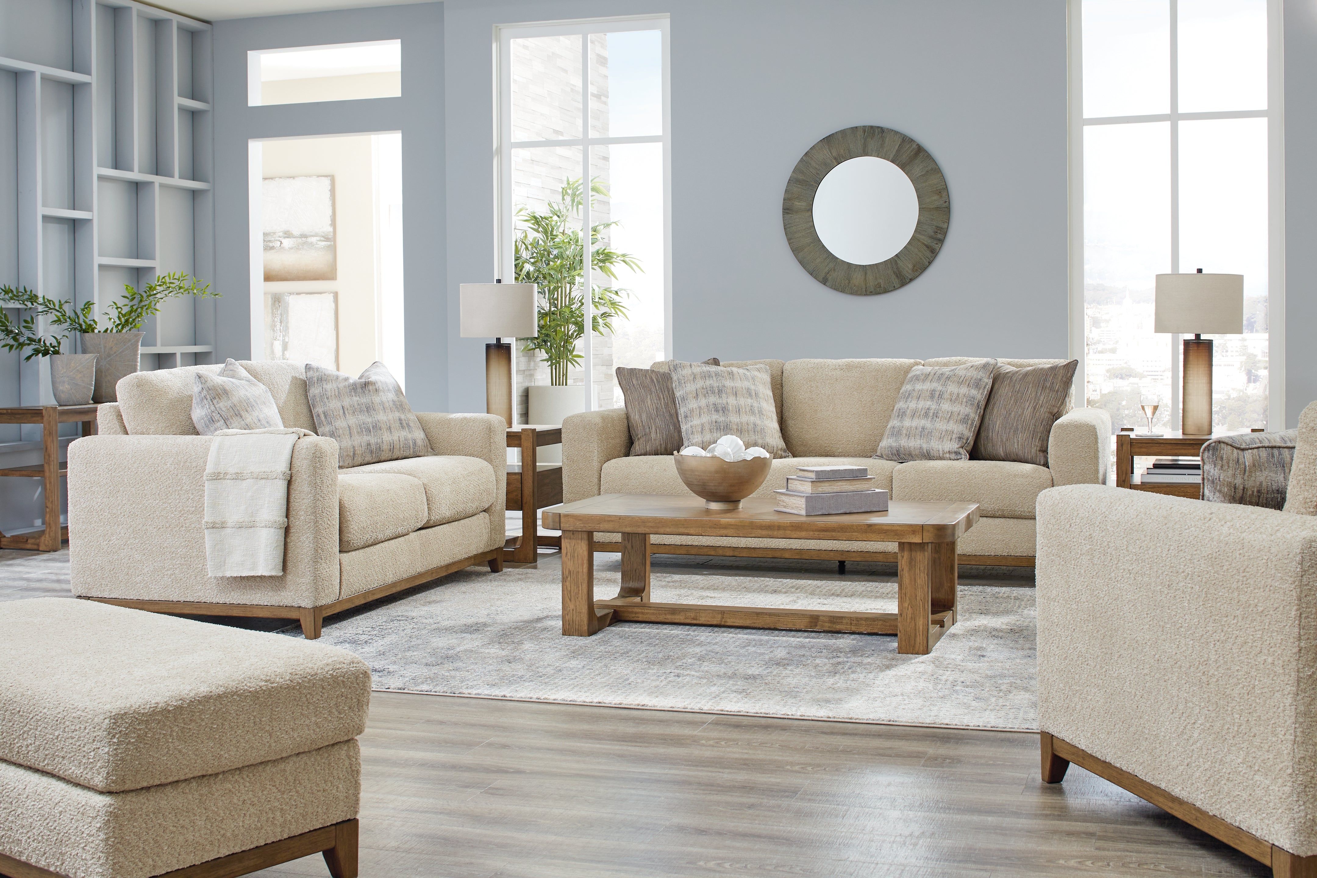 Diamond Furniture - Ashley Furniture - Parklynn Sofa - Sofa, Loveseat, Oversized Chair and Ottoman / Desert - 48902U3