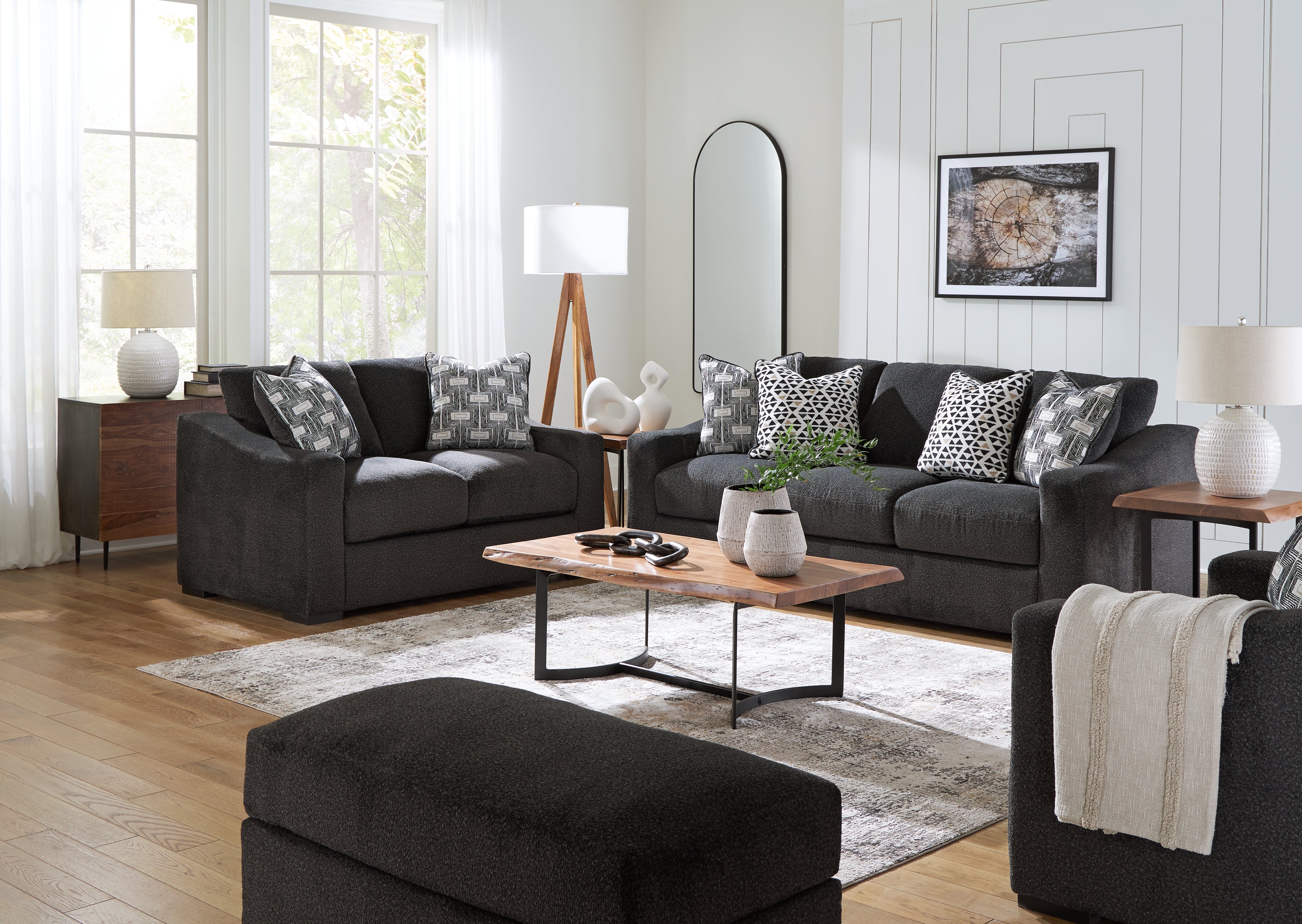 Diamond Furniture - Ashley Furniture - Wryenlynn Sofa - Sofa, Loveseat, Oversized Chair and Ottoman / Onyx - 49405U3
