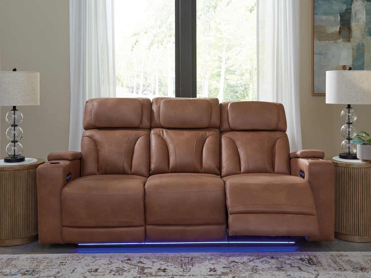 Diamond Furniture - Ashley Furniture - Clean-Slate Living Room - PWR Recliner/ADJ Headrest / Caramel - PC5010113