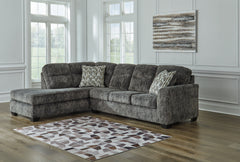 Diamond Furniture - Ashley Furniture - Lonoke Sectional - RAF 2-Piece Sectional with Chaise / Gunmetal - 50504S1
