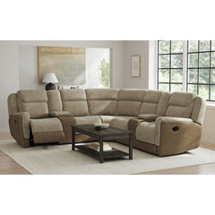 3 Piece Motion Sectional Set With Console in Rancho Beige