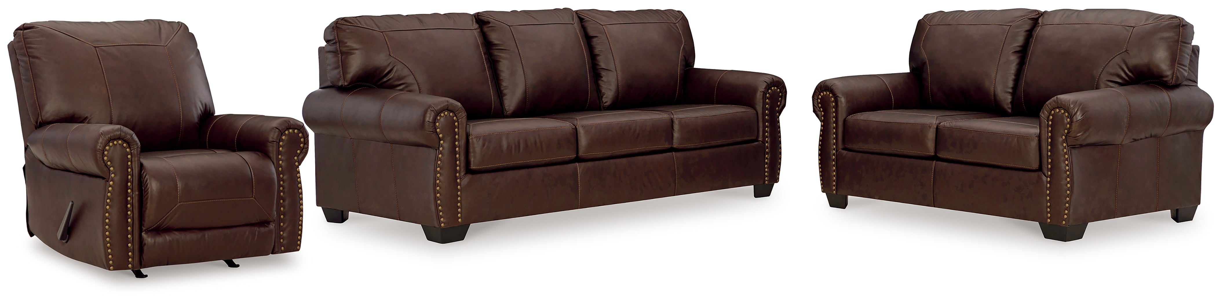 Diamond Furniture - Ashley Furniture - Colleton Sofa - Sofa, Loveseat and Recliner / Dark Brown - 52107U3