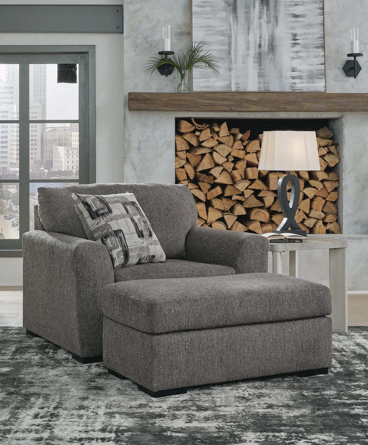 Diamond Furniture - Ashley Furniture - Gardiner Oversized Chair and Ottoman - Oversized Chair and Ottoman - 52404U2