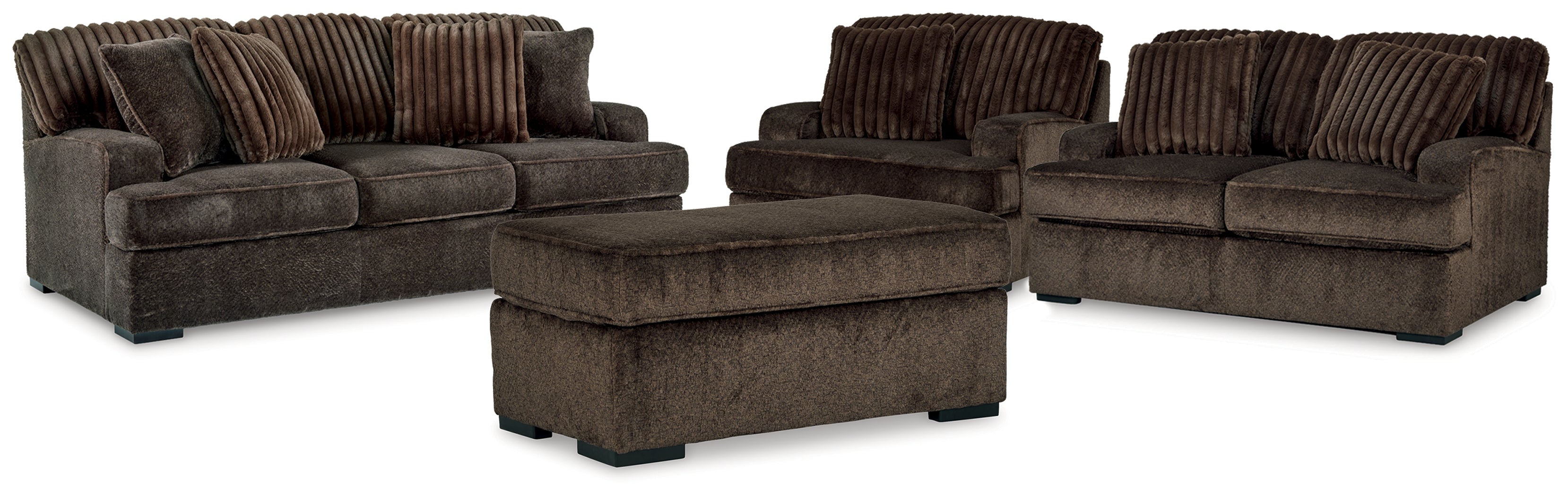 Diamond Furniture - Ashley Furniture - Aylesworth Sofa - Sofa, Loveseat, Oversized Chair and Ottoman / Chocolate - 53702U3