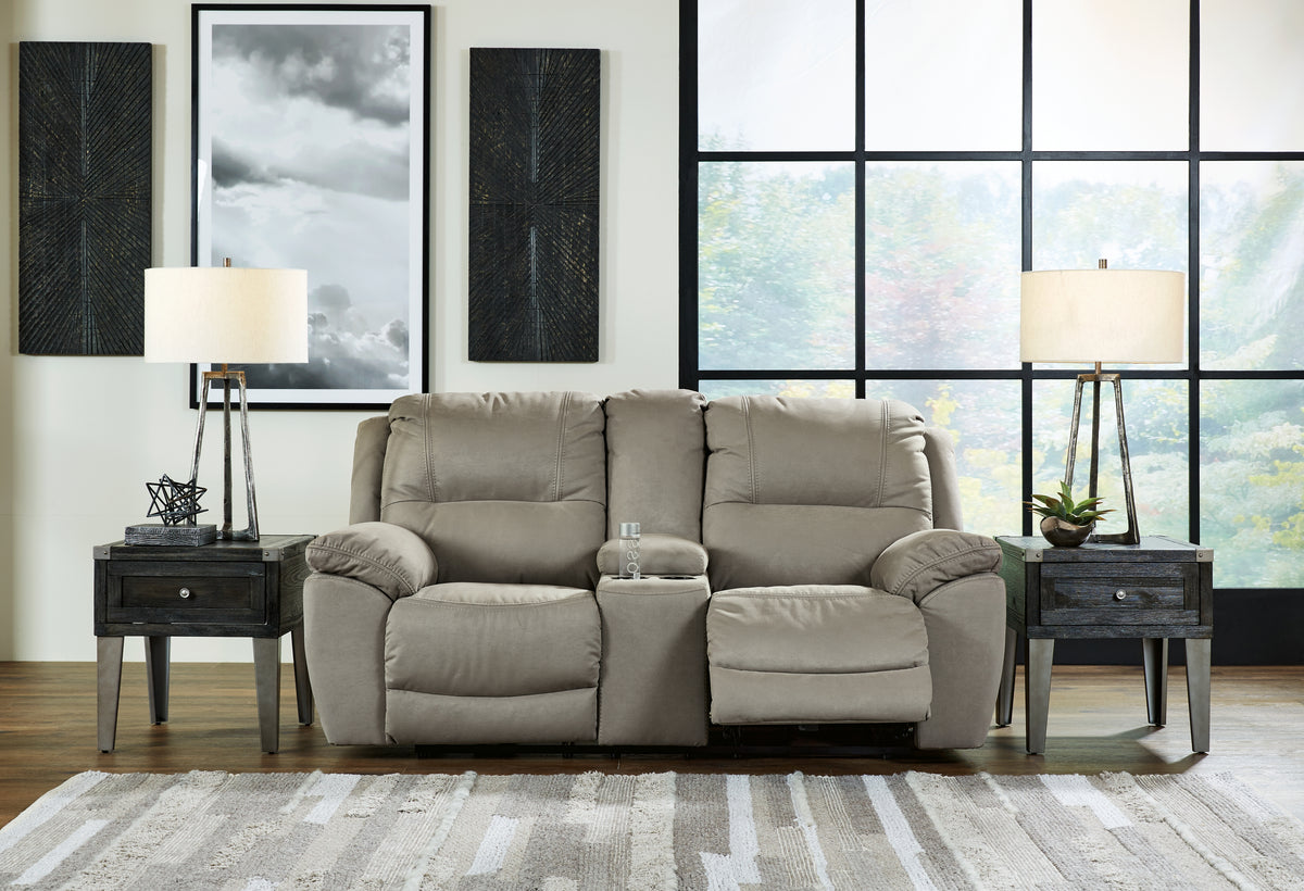 Diamond Furniture - Ashley Furniture - Next-Gen Gaucho Reclining Loveseat with Console - DBL Rec Loveseat w/Console / Putty - 5420394