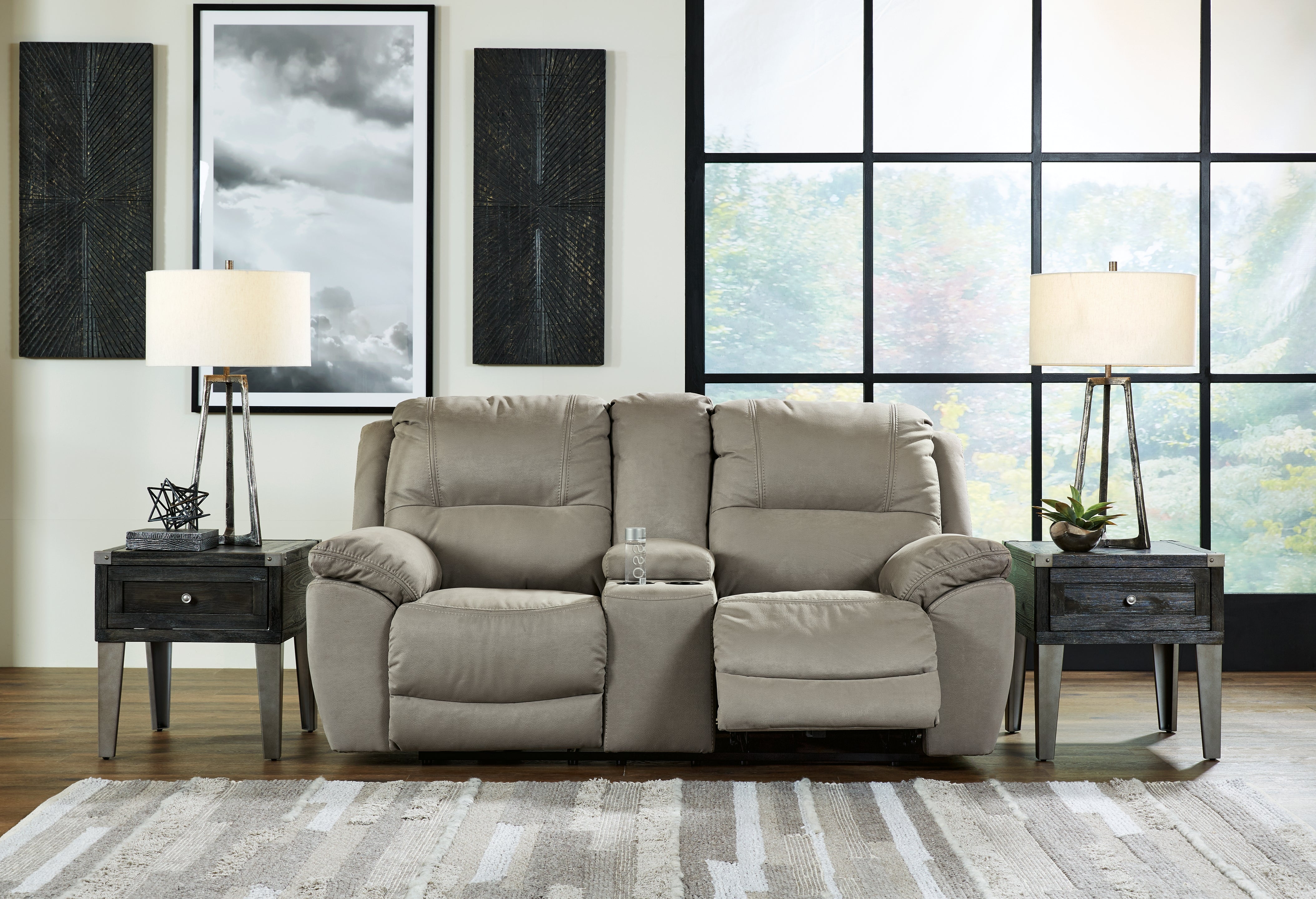 Diamond Furniture - Ashley Furniture - Next-Gen Gaucho Living Room - DBL Rec Loveseat w/Console / Putty - 5420394