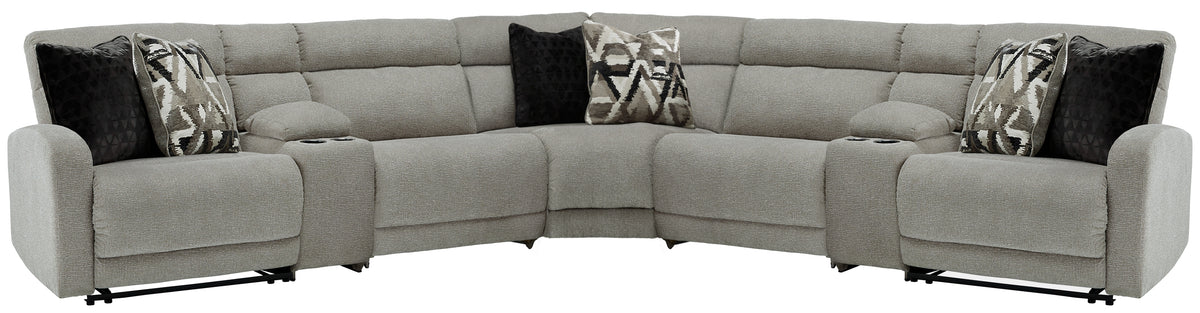 Diamond Furniture - Ashley Furniture - Colleyville Sectional - 7-Piece Power Reclining Sectional with Chaise / Stone - 54405S32