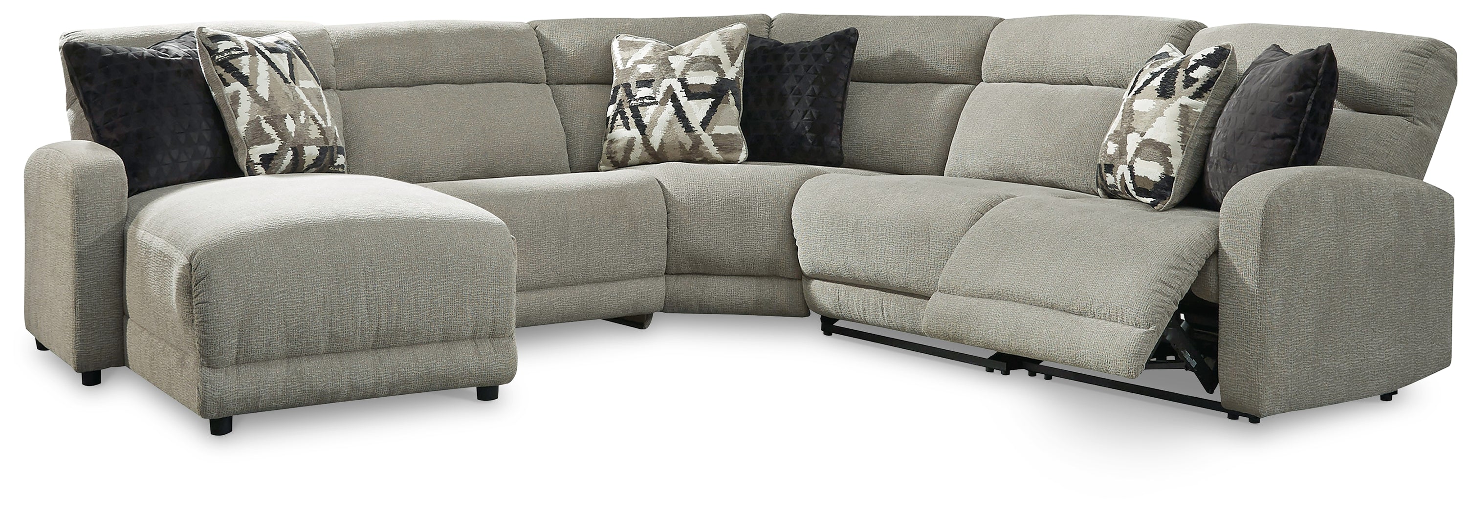 Diamond Furniture - Ashley Furniture - Colleyville Sectional - 5-Piece Power Reclining Sectional with Chaise / Stone - 54405S11