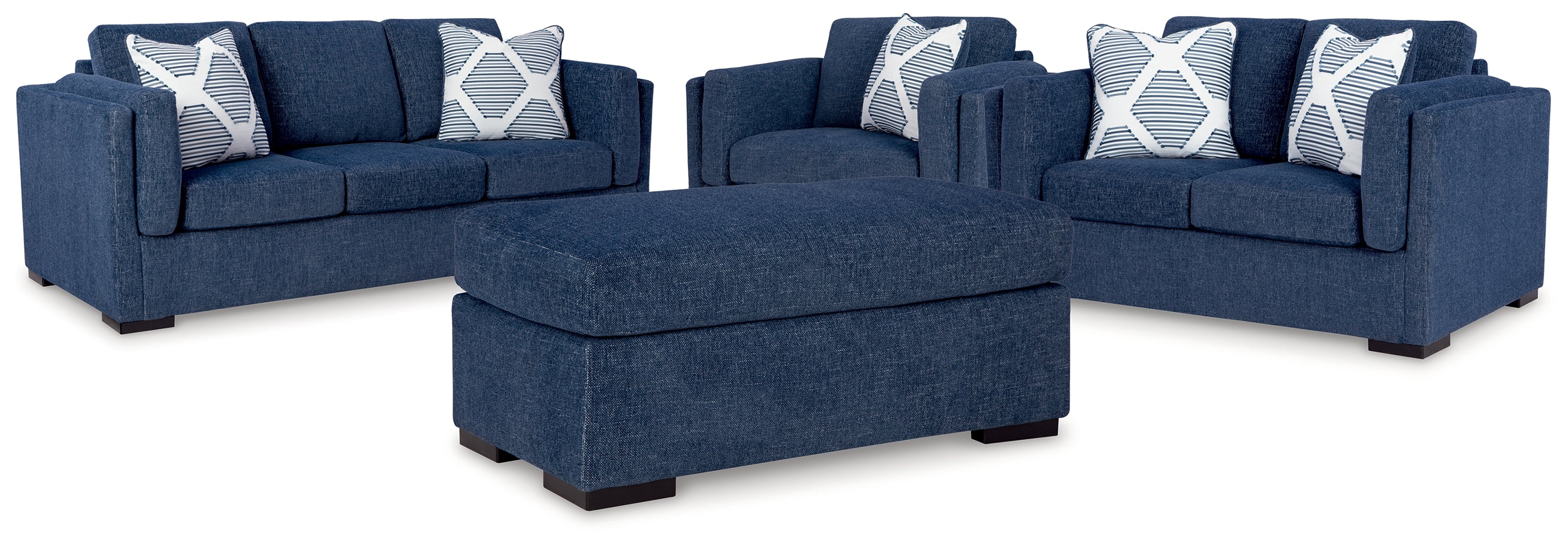 Diamond Furniture - Ashley Furniture - Evansley Sofa - Sofa, Loveseat, Oversized Chair and Ottoman / Navy - 54502U3