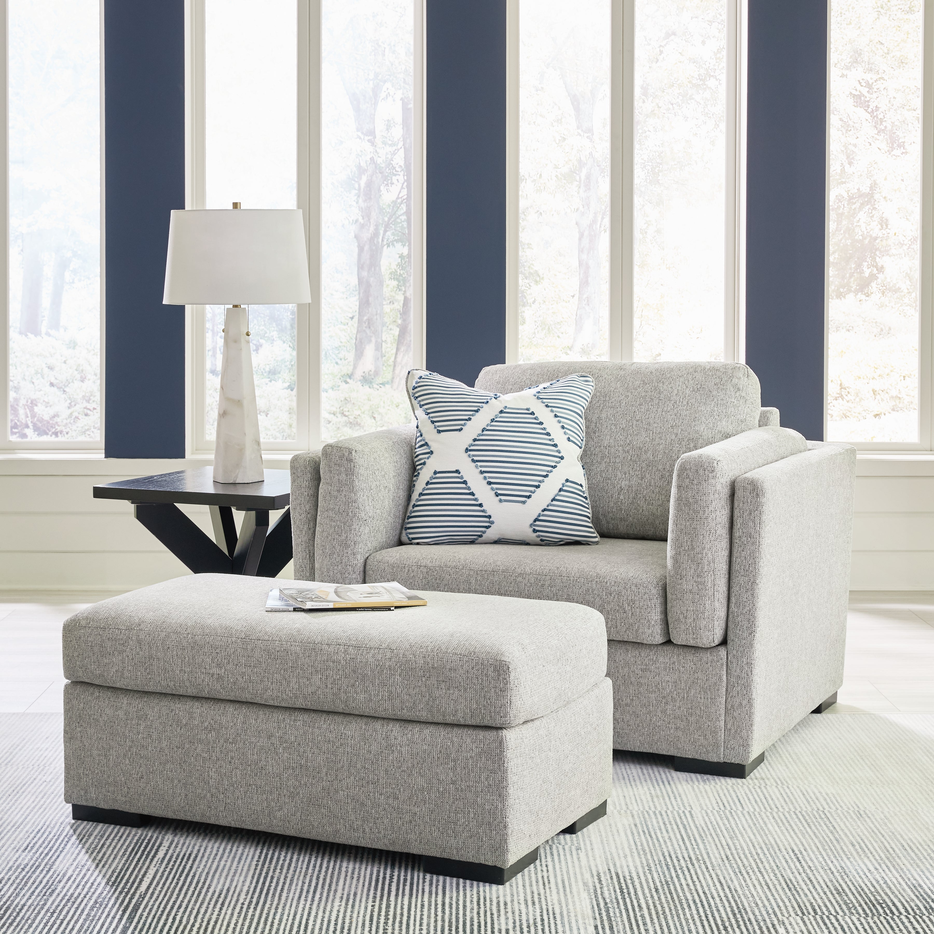 Diamond Furniture - Ashley Furniture - Evansley Oversized Chair and Ottoman - Oversized Chair and Ottoman / Pewter - 54503U1