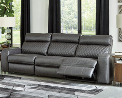 Diamond Furniture - Ashley Furniture - Samperstone 3-Piece Power Reclining Sectional Sofa - 3-Piece Power Reclining Sectional Sofa / Gray - 55203S4