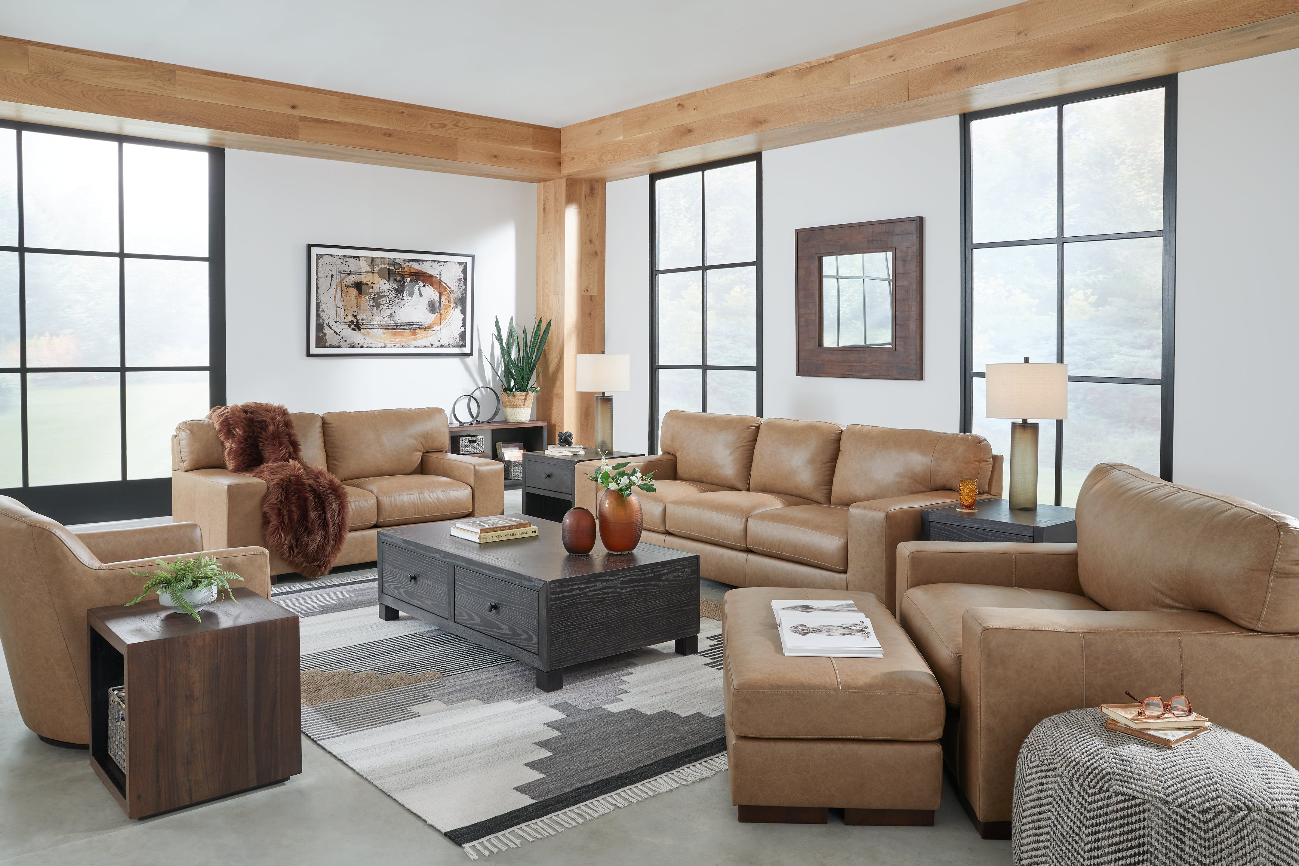 Diamond Furniture - Ashley Furniture - Lombardia Sofa - Sofa, Loveseat, Oversized Chair and Ottoman / Tumbleweed - 57302U3