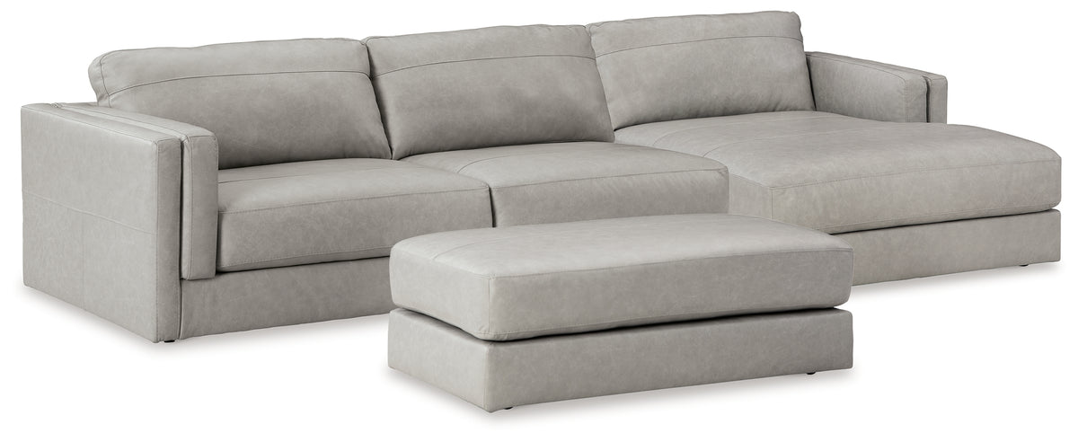 Diamond Furniture - Ashley Furniture - Amiata 2-Piece Sectional with Chaise and Ottoman - 2-Piece Sectional with Chaise and Ottoman / Glacier - 57404U1