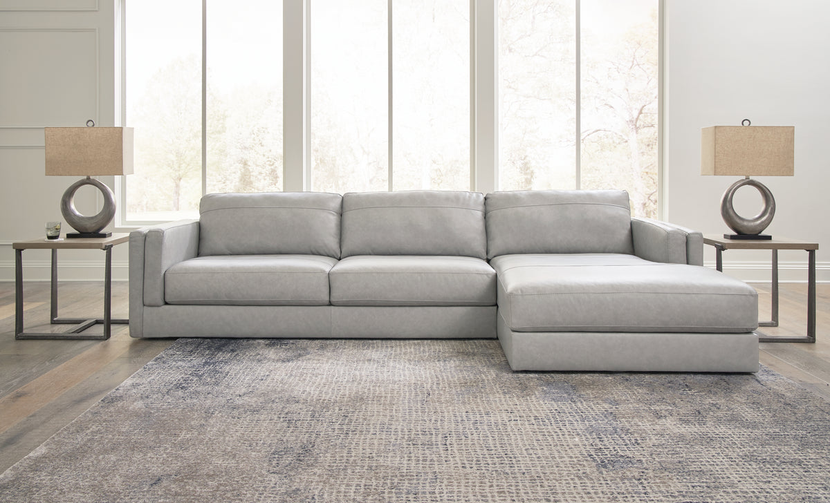 Diamond Furniture - Ashley Furniture - Amiata 2-Piece Sectional with Chaise - LAF 2-Piece Sectional with Chaise / Glacier - 57404S2