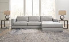 Diamond Furniture - Ashley Furniture - Amiata 2-Piece Sectional with Chaise - LAF 2-Piece Sectional with Chaise / Glacier - 57404S2