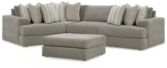 Diamond Furniture - Ashley Furniture - Avaliyah 4-Piece Sectional and Oversized Accent Ottoman - 4-Piece Sectional and Oversized Accent Ottoman - 58103U1