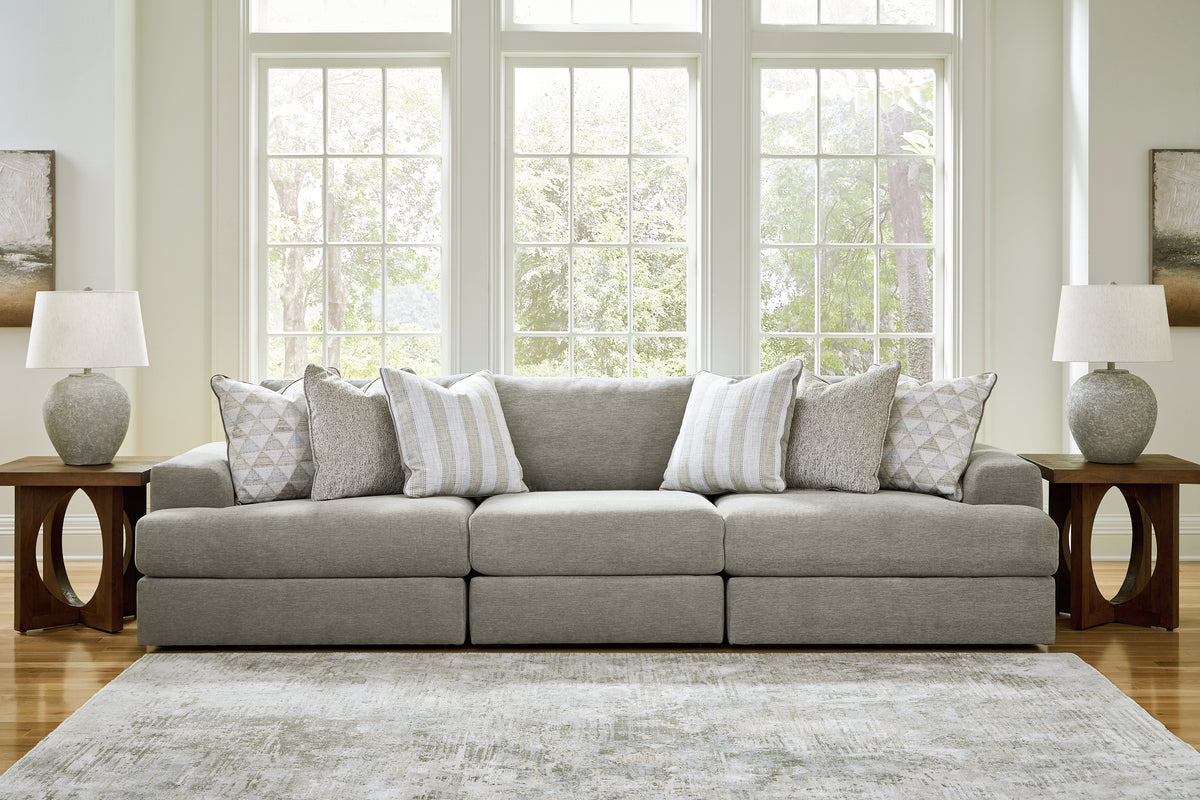 Diamond Furniture - Ashley Furniture - Avaliyah 3-Piece Sectional Sofa - RAF 3-Piece Sectional Sofa / Ash - 58103S2
