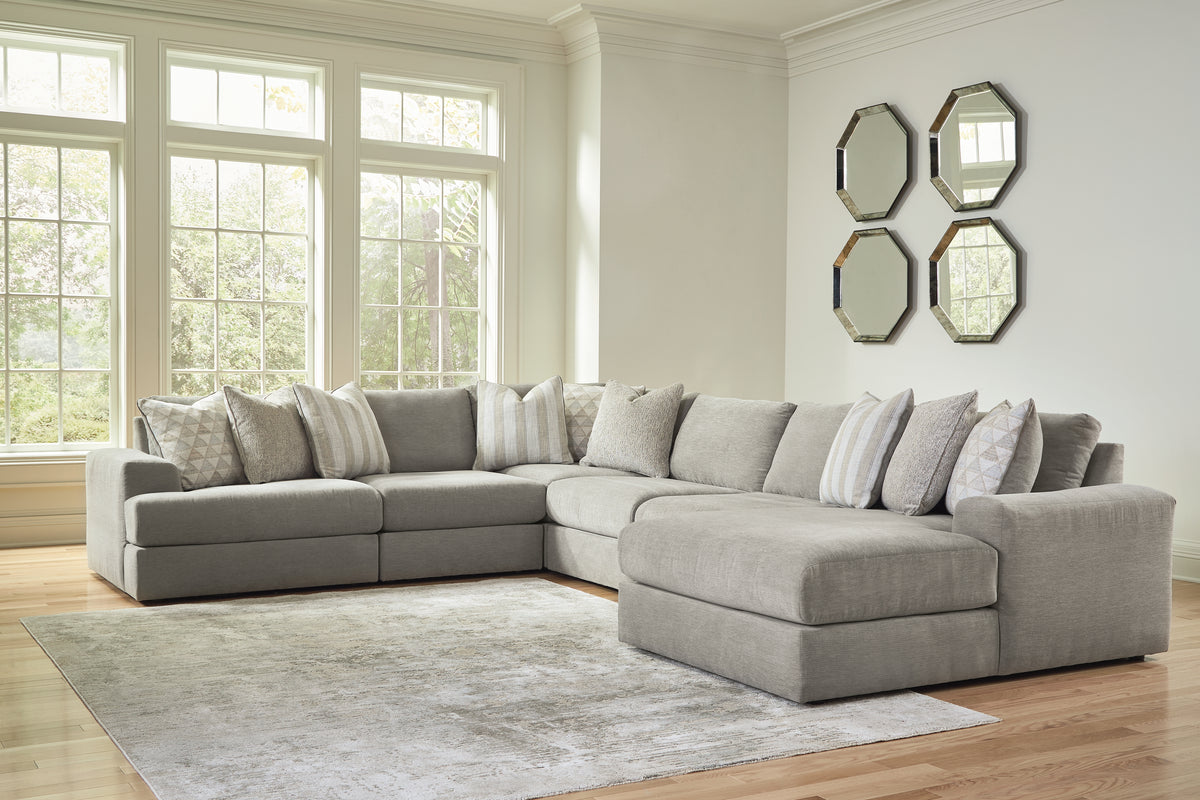 Diamond Furniture - Ashley Furniture - Avaliyah 6-Piece Sectional with Chaise - RAF 6-Piece Sectional with Chaise / Ash - 58103S12