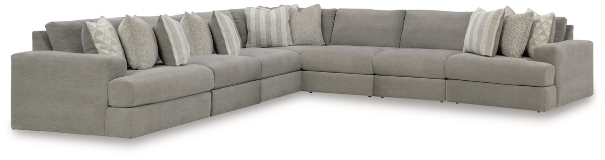 Diamond Furniture - Ashley Furniture - Avaliyah 7-Piece Sectional - RAF 7-Piece Sectional / Ash - 58103S8