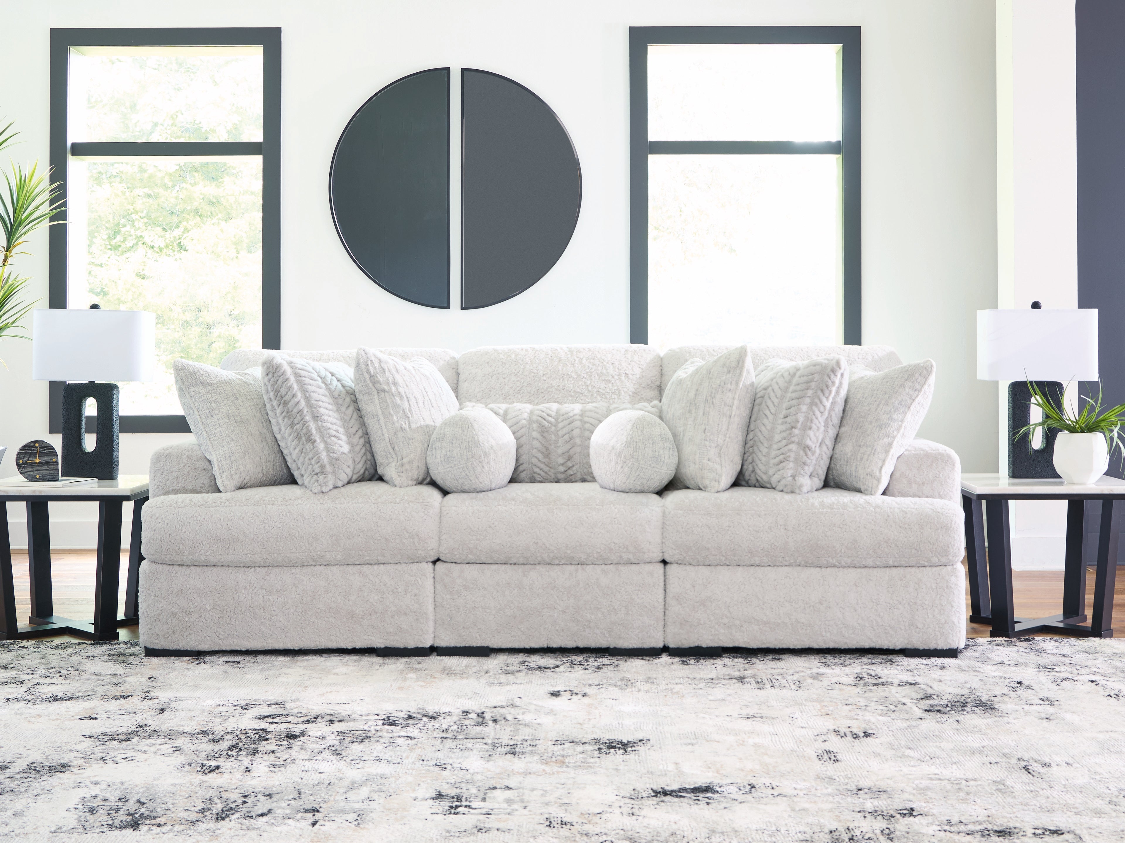 Diamond Furniture - Ashley Furniture - Cuddle Plush Sectional - RAF 3-Piece Sectional / Arctic - PC59106S5