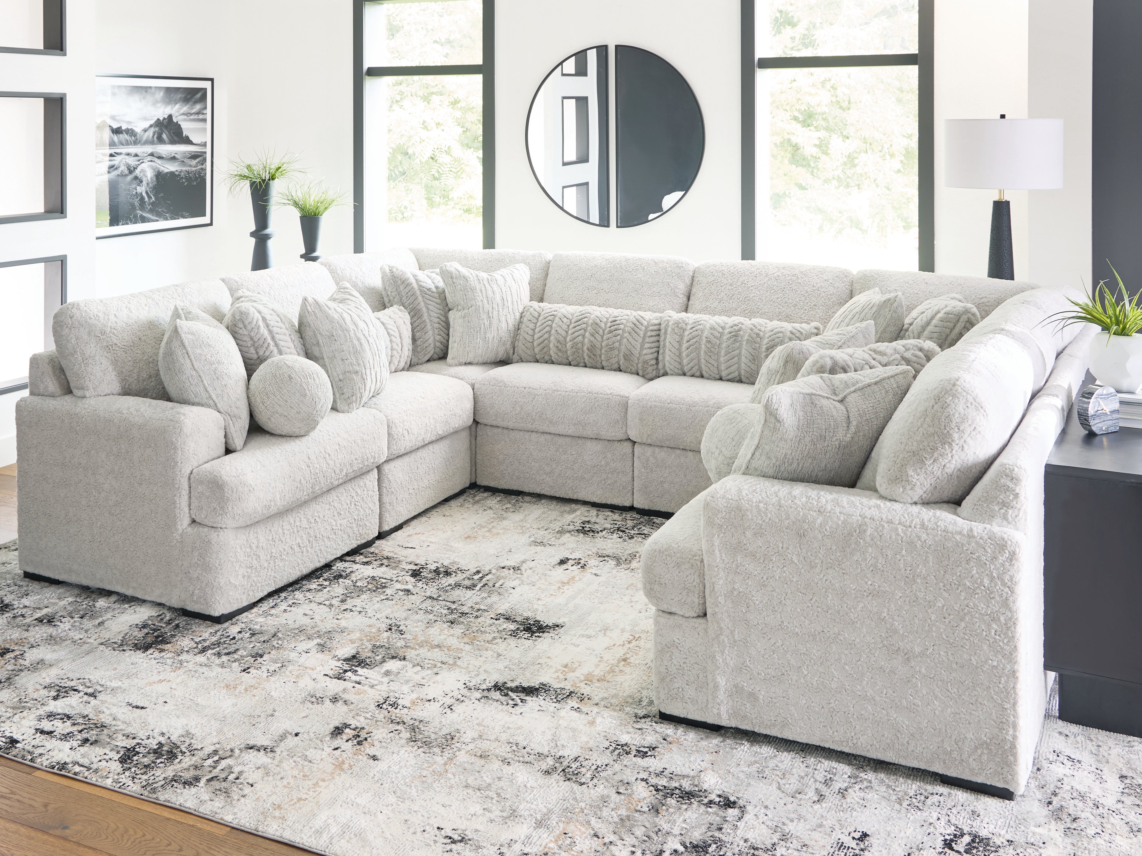 Diamond Furniture - Ashley Furniture - Cuddle Plush Sectional - RAF 8-Piece Sectional / Arctic - PC59106S6