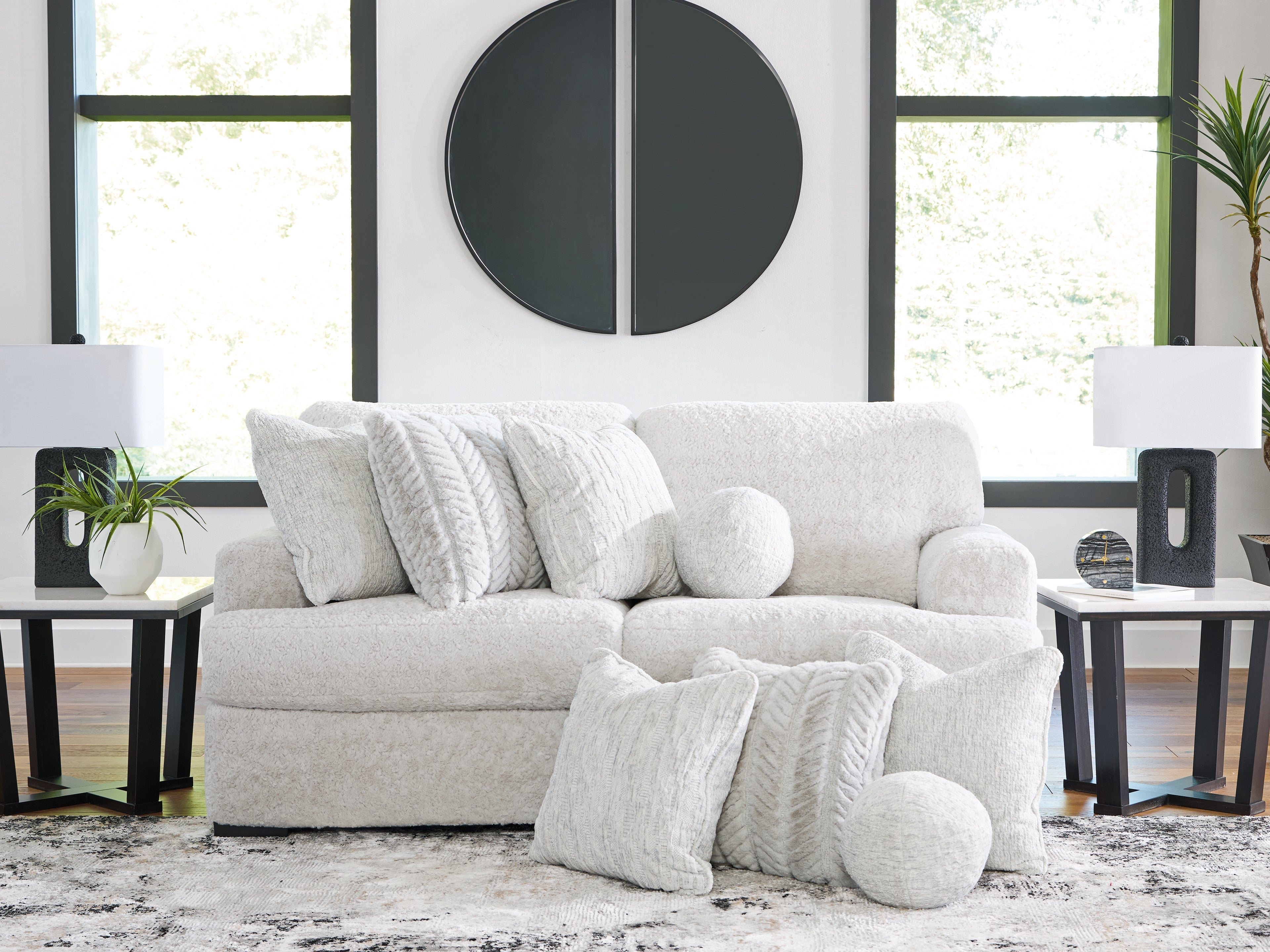 Diamond Furniture - Ashley Furniture - Cuddle Plush Sectional - RAF 10-Piece Sectional / Arctic - PC59106S10