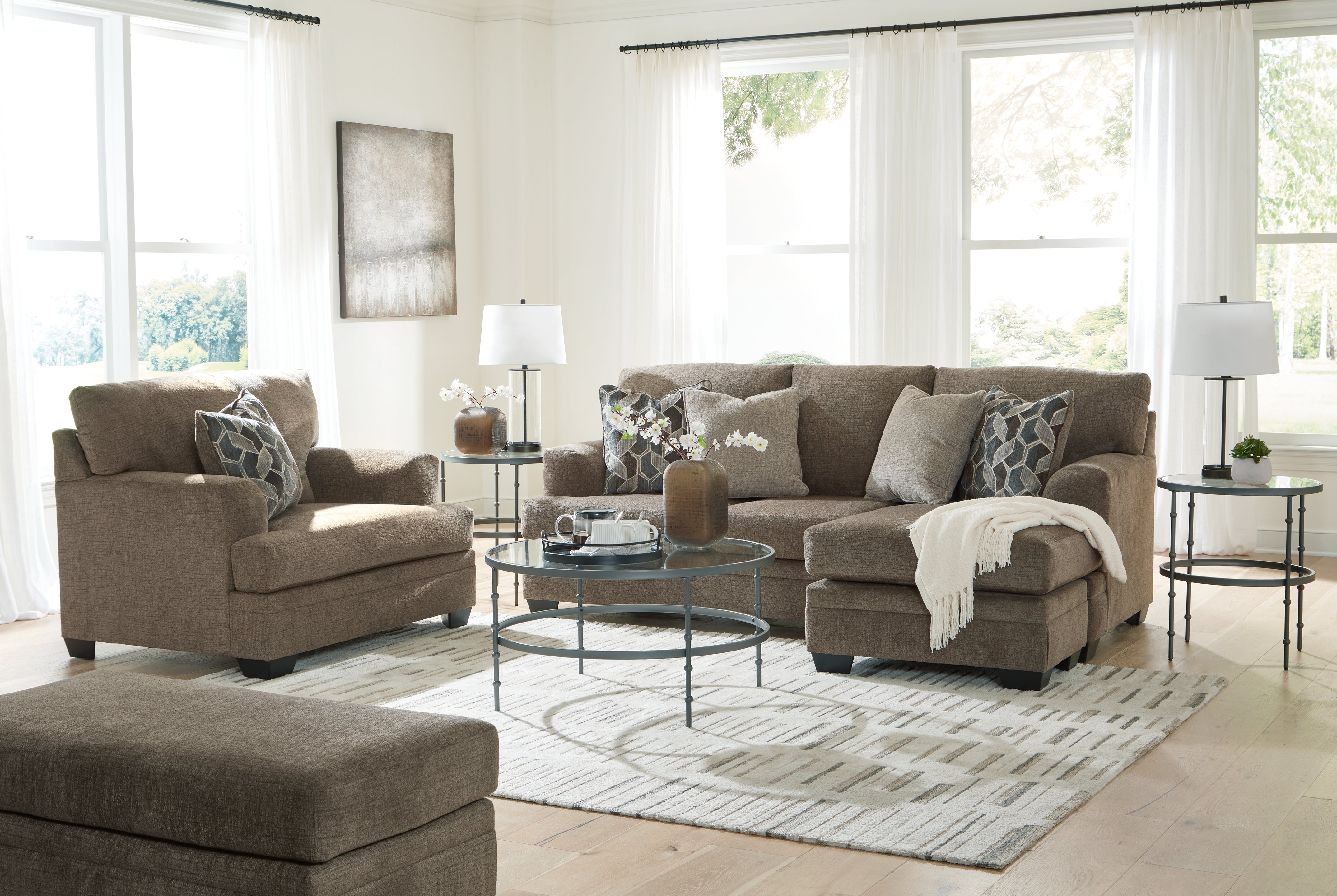 Diamond Furniture - Ashley Furniture - Stonemeade Sofa Chaise, Oversized Chair, and Ottoman - Sofa Chaise, Oversized Chair and Ottoman / Nutmeg - 59505U3