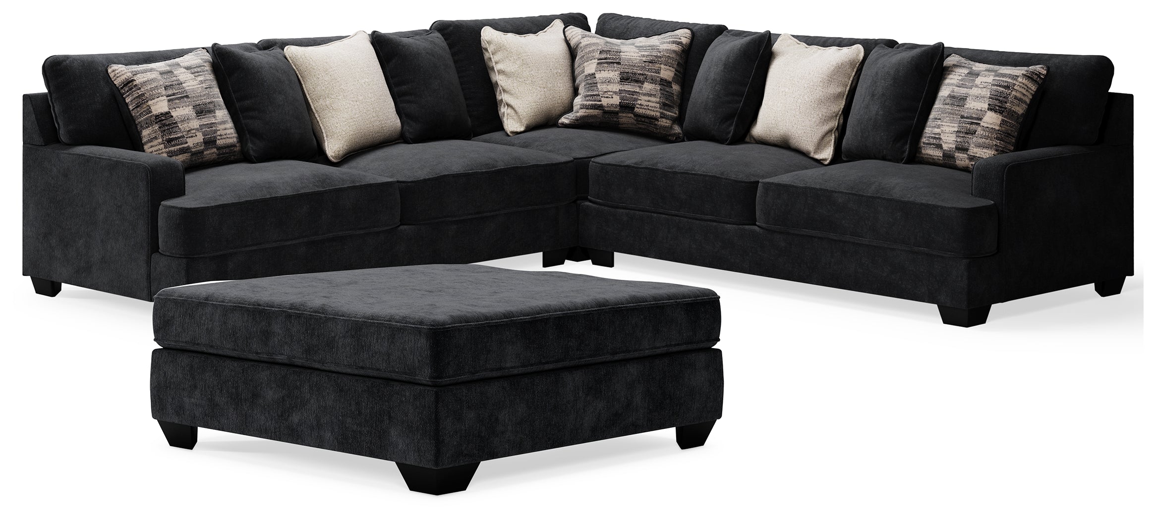 Diamond Furniture - Ashley Furniture - Lavernett 3-Piece Sectional and Oversized Ottoman - 3-Piece Sectional and Oversized Ottoman - 59603U3