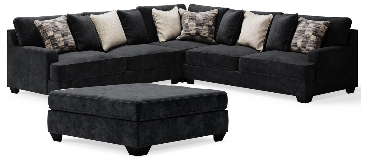 Diamond Furniture - Ashley Furniture - Lavernett 3-Piece Sectional and Oversized Ottoman - 3-Piece Sectional and Oversized Ottoman - 59603U3