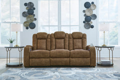 Diamond Furniture - Ashley Furniture - Wolfridge Power Reclining Sofa - PWR REC Sofa with ADJ Headrest / Brindle - 6070315