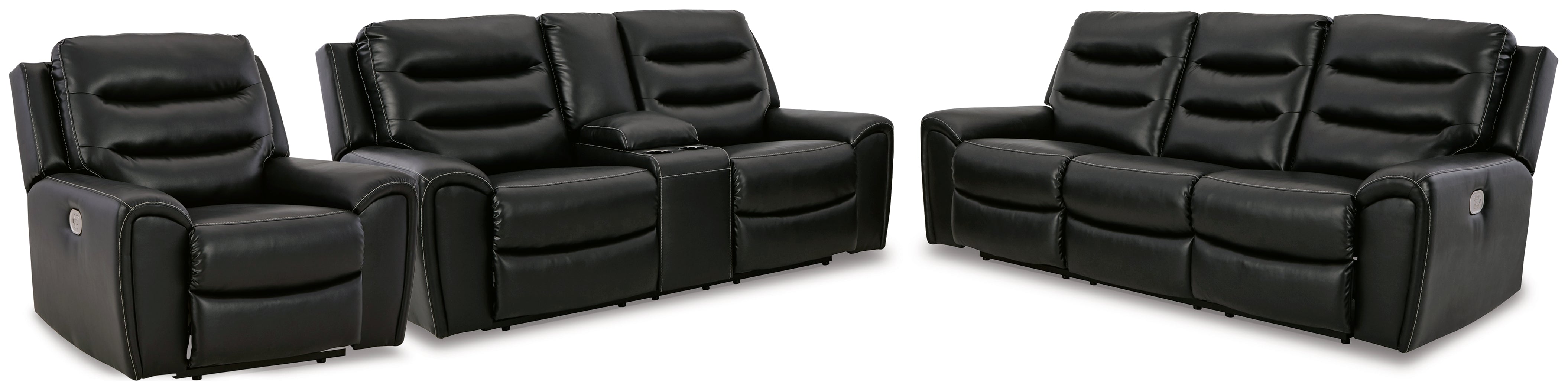 Diamond Furniture - Ashley Furniture - Warlin Power Reclining Sofa - Power Reclining Sofa, Loveseat and Recliner / Black - 61105U2