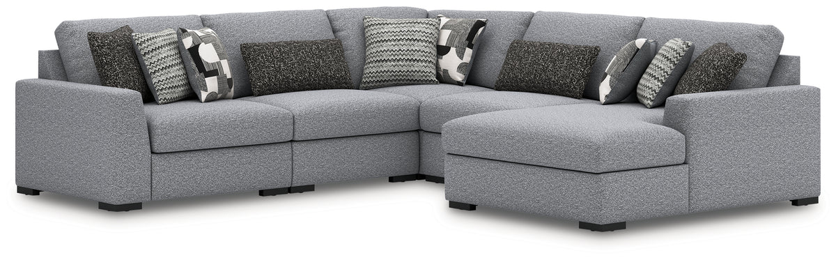 Diamond Furniture - Ashley Furniture - Bealton Sectional - RAF 6-Piece Sectional with Chaise / Salt and Pepper - 61305S12