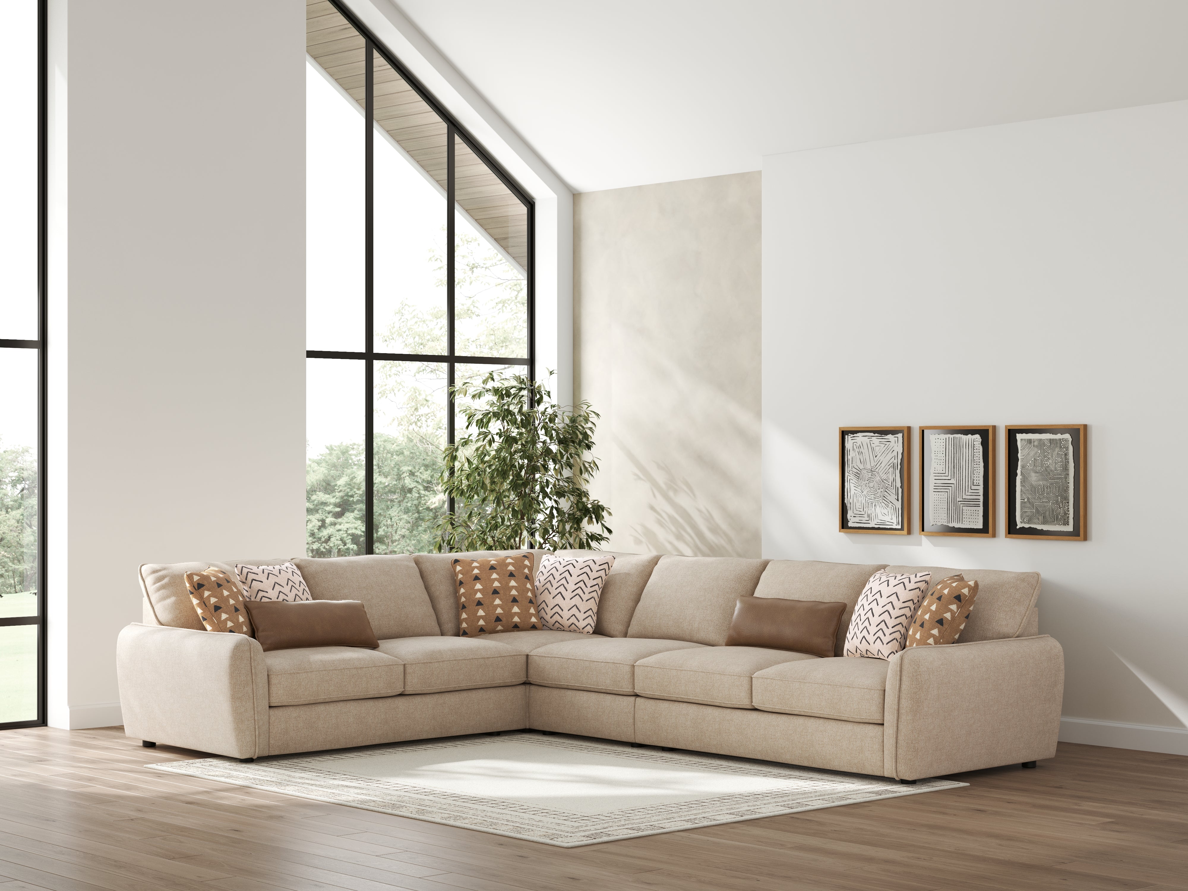 Diamond Furniture - Ashley Furniture - Seyler Sectional - LAF 4-Piece Sectional / Sand - 61405S2