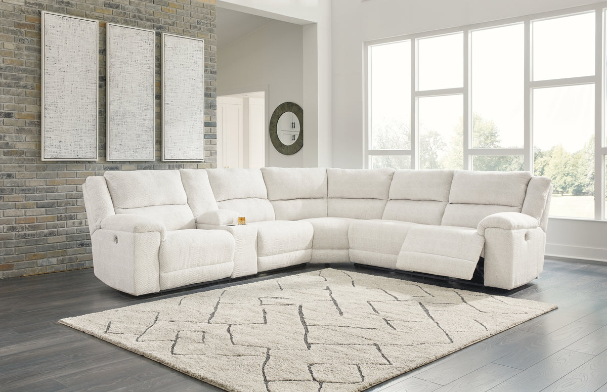Diamond Furniture - Ashley Furniture - Keensburg Sectional - LAF DBL REC PWR CON Loveseat / Linen - 6180701
