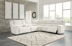 Diamond Furniture - Ashley Furniture - Keensburg Sectional - LAF DBL REC PWR CON Loveseat / Linen - 6180701