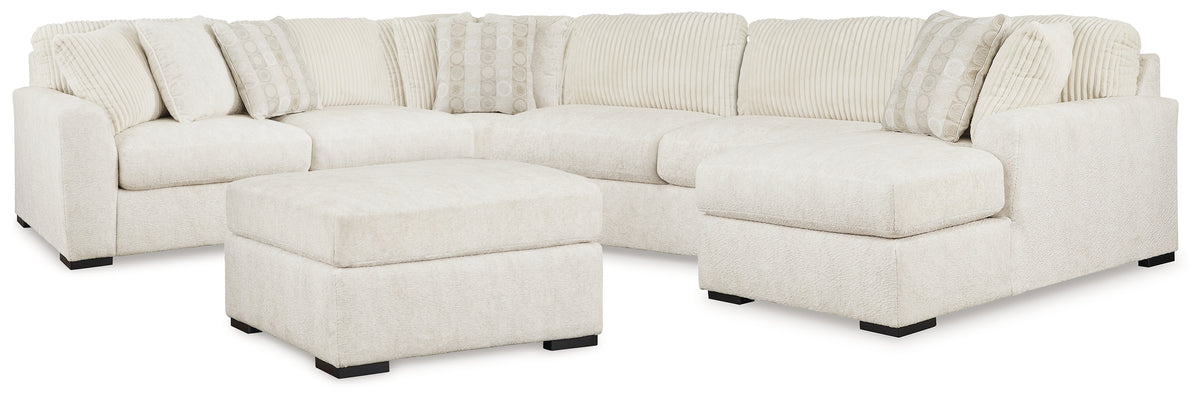 Diamond Furniture - Ashley Furniture - Chessington 4-Piece Sectional and Oversized Accent Ottoman - 4-Piece Sectional and Oversized Accent Ottoman / Ivory - 61904U1