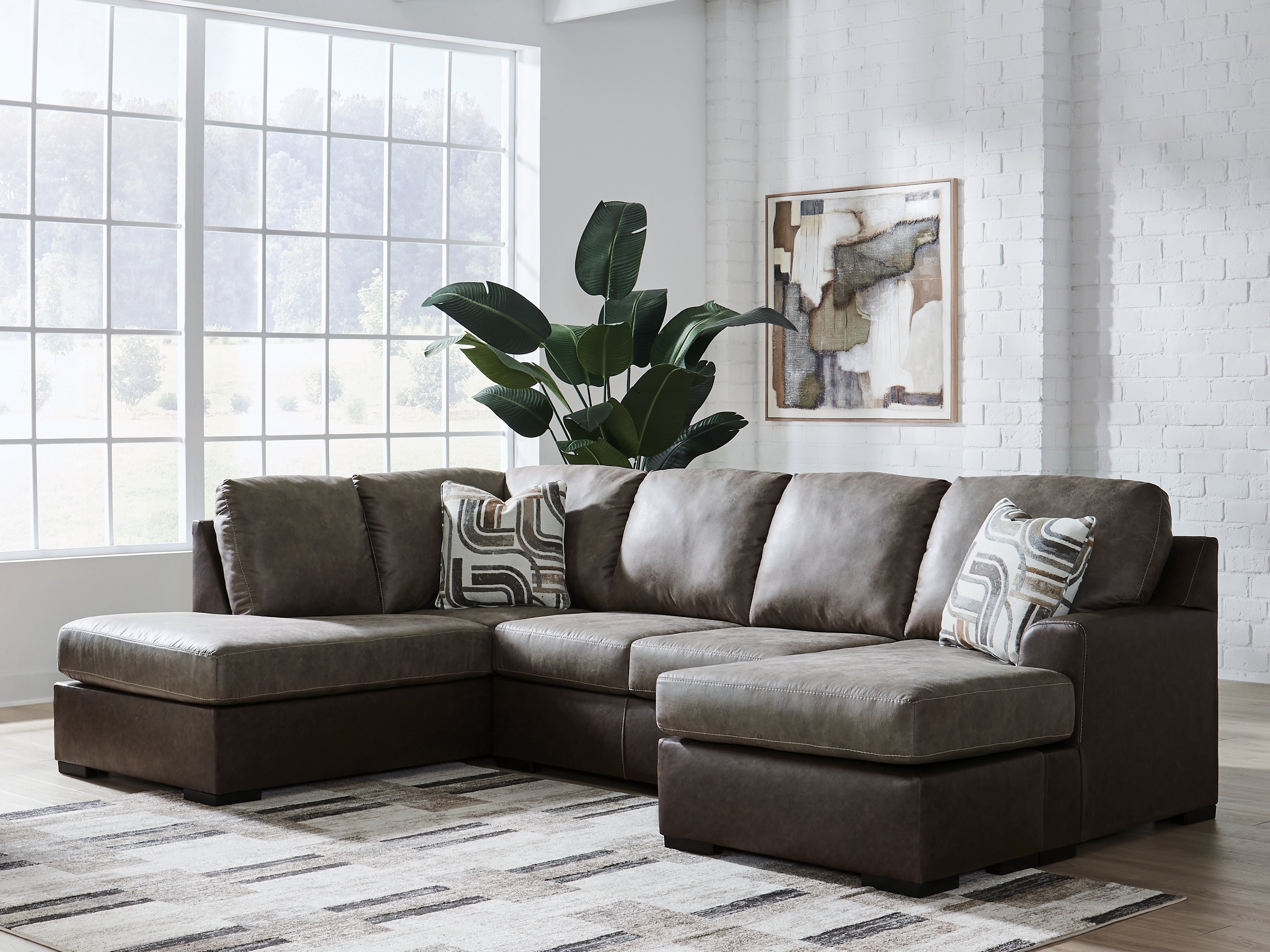 Diamond Furniture - Ashley Furniture - Castille Way 2-Piece Sectional with Chaise - RAF 2-Piece Sectional with Chaise / Fossil - PC62703S1