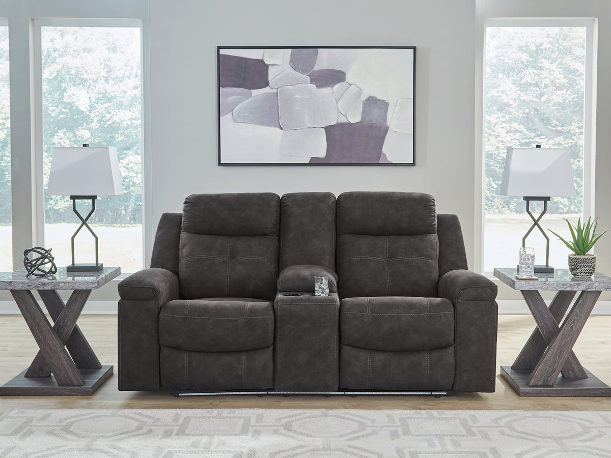 Diamond Furniture - Ashley Furniture - Brysonview Reclining Loveseat with Console - DBL Rec Loveseat w/Console - 6360594