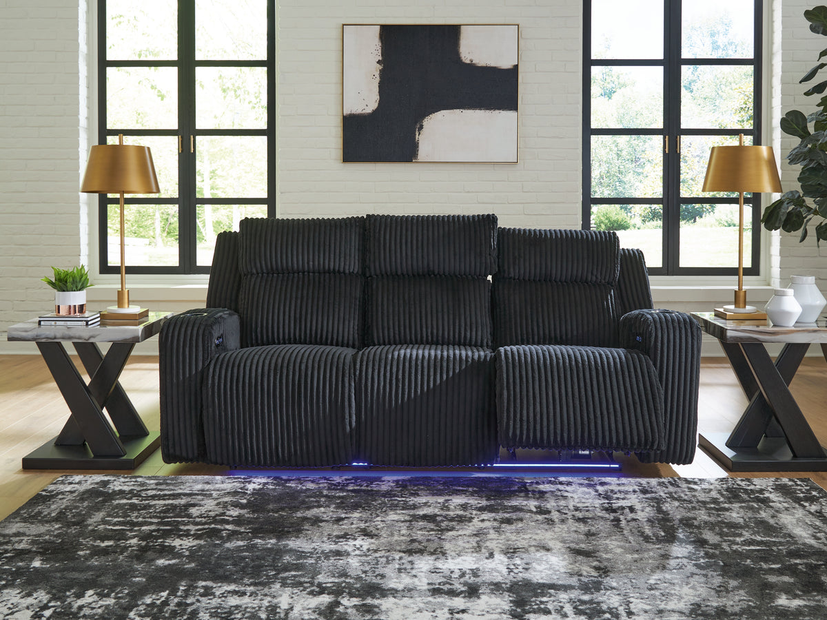 Diamond Furniture - Ashley Furniture - Forest Lake Living Room - PWR Recliner/ADJ Headrest / Black - PC6420213
