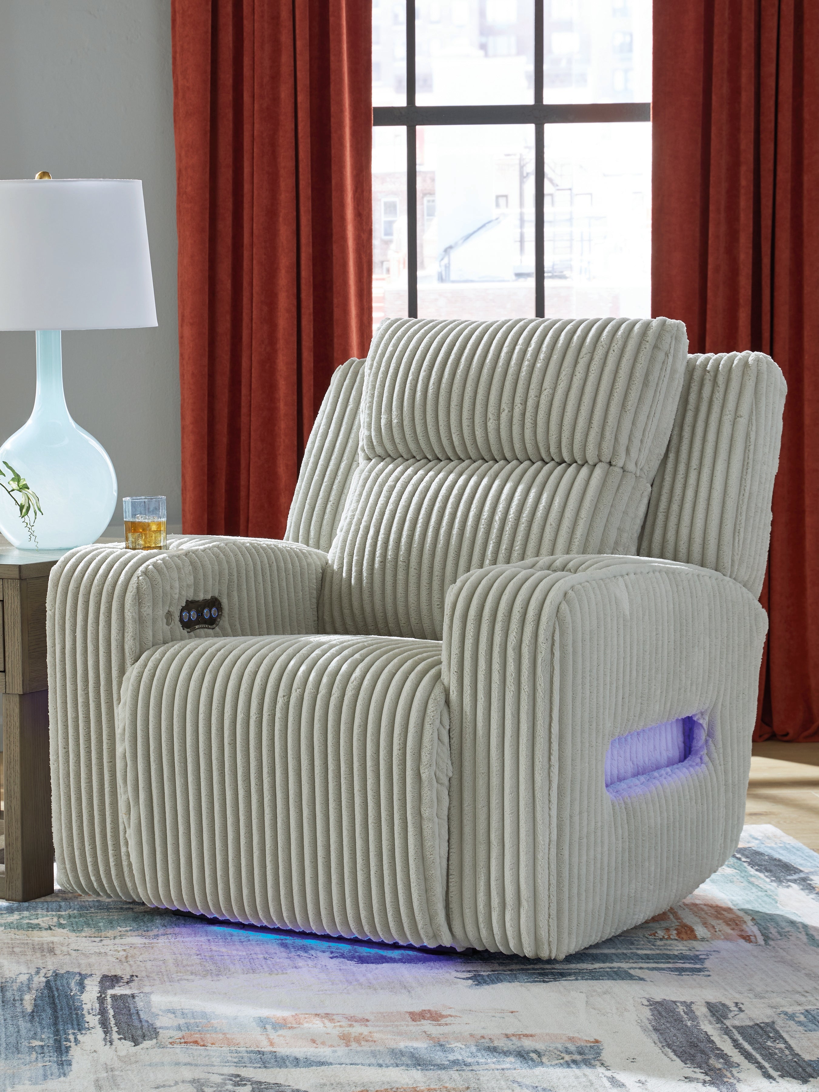 Diamond Furniture - Ashley Furniture - Forest Lake Living Room - PWR Recliner/ADJ Headrest / Alloy - PC6420313
