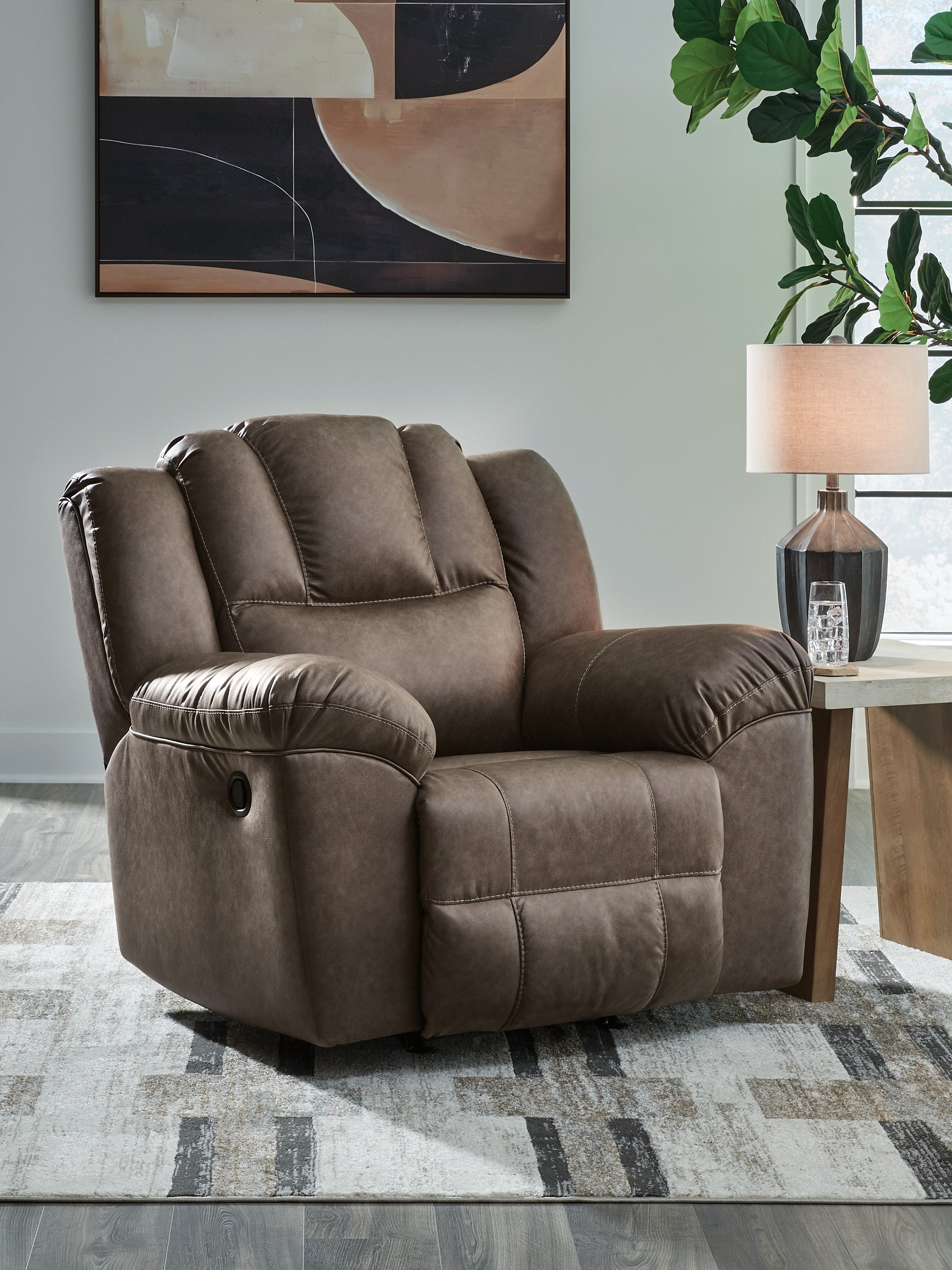 Diamond Furniture - Ashley Furniture - Lowilla Living Room - Rocker Recliner / Driftwood - PC6450625
