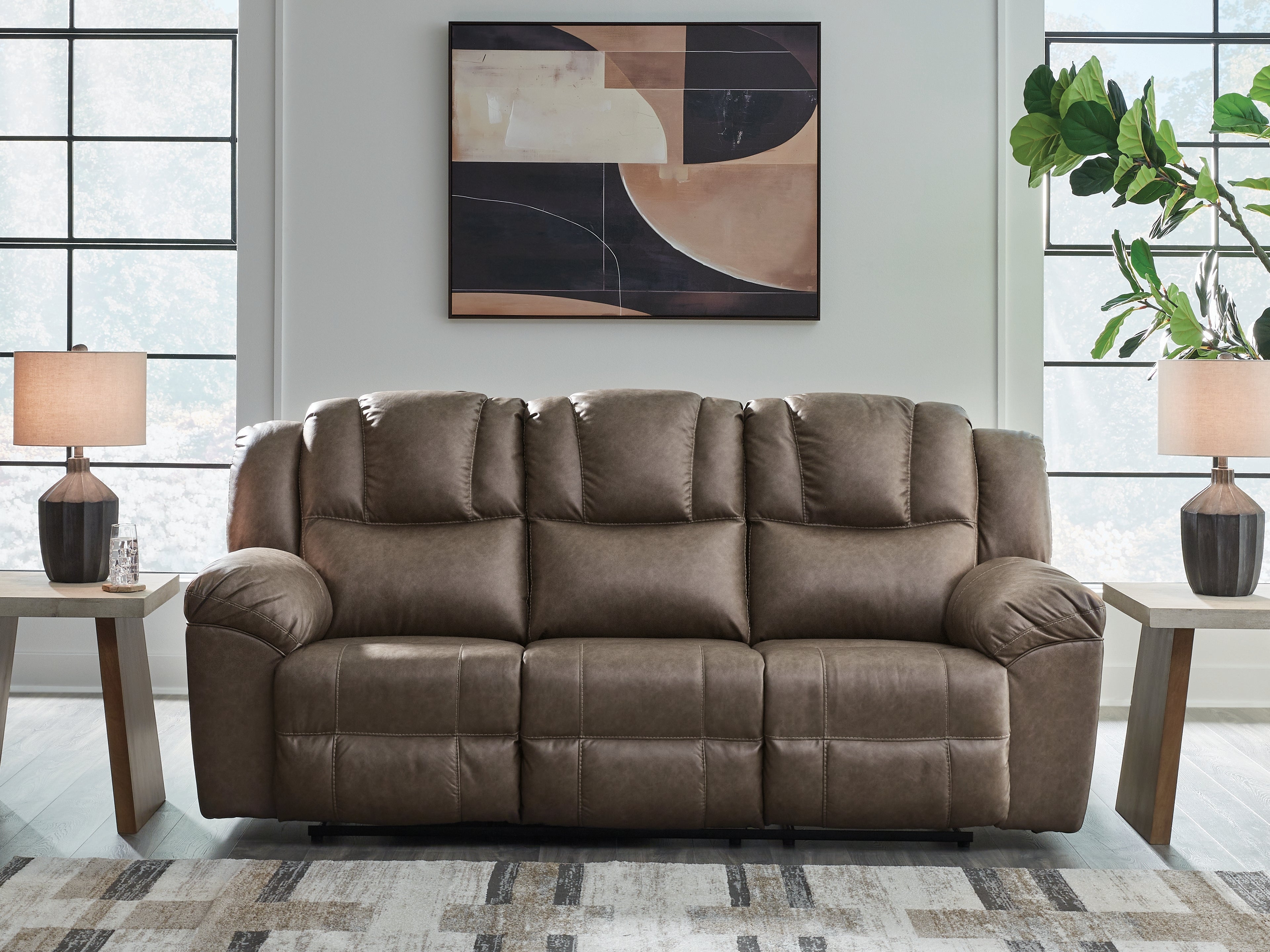 Diamond Furniture - Ashley Furniture - Lowilla Living Room - Reclining Sofa / Driftwood - PC6450688