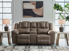 Diamond Furniture - Ashley Furniture - Lowilla Living Room - DBL Rec Loveseat w/Console / Driftwood - PC6450694