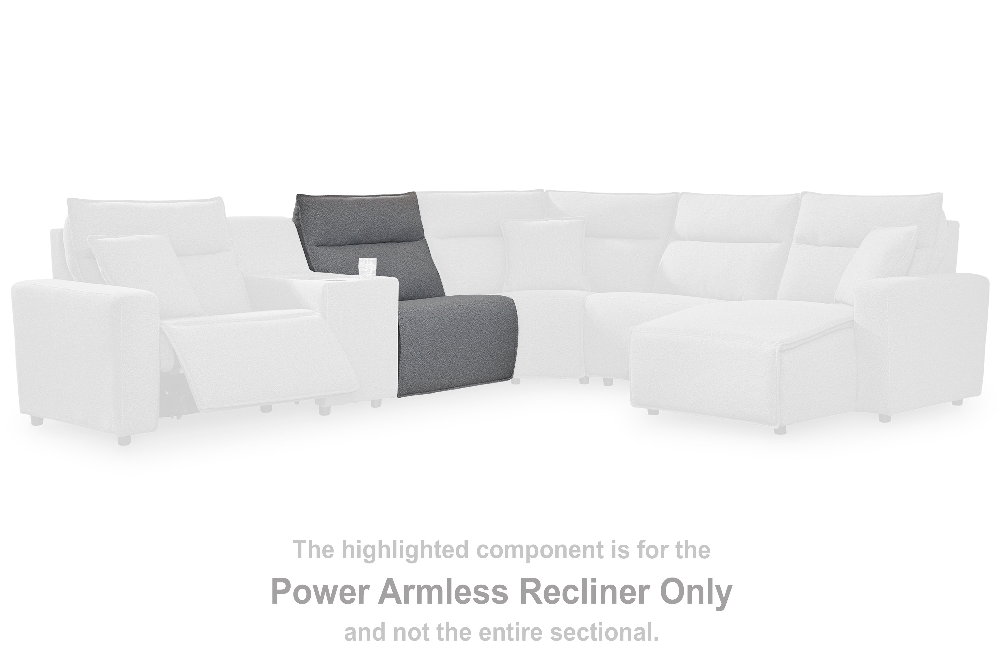 Diamond Furniture - Ashley Furniture - ModMax II Sectional - PWR Armless REC w/ADJ Headrest / Salt and Pepper - 6590631