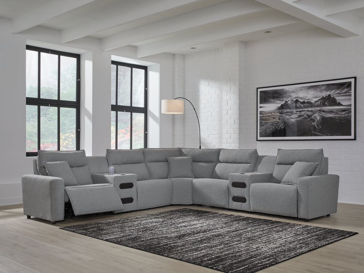 Diamond Furniture - Ashley Furniture - ModMax II 7-Piece Power Reclining Sectional with Audio Consoles - 7-Piece Power Reclining Sectional with Audio Consoles - 65906S9