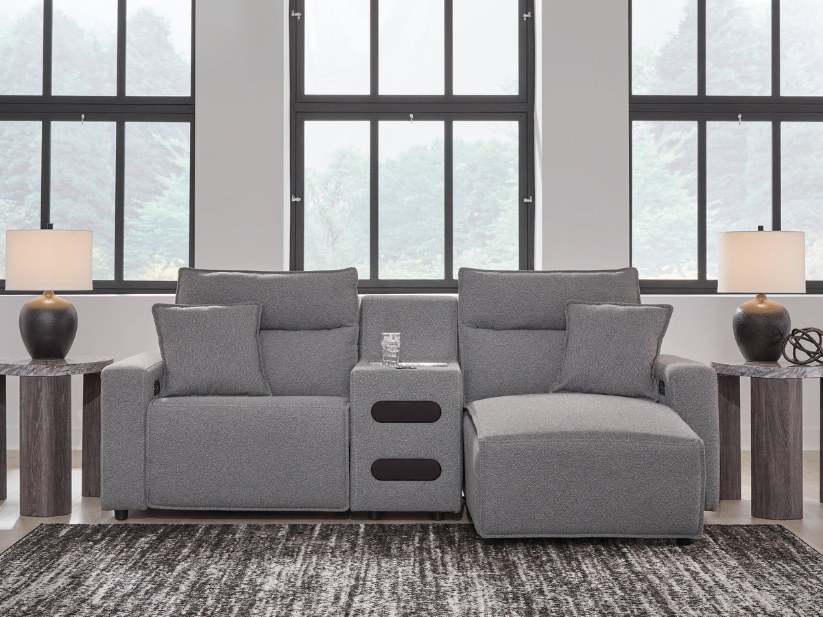 Diamond Furniture - Ashley Furniture - Modmax II 3-Piece Power Reclining Sectional with Chaise and Audio Console - 3-Piece Power Reclining Sectional with Chaise and Audio Console - 65906S5