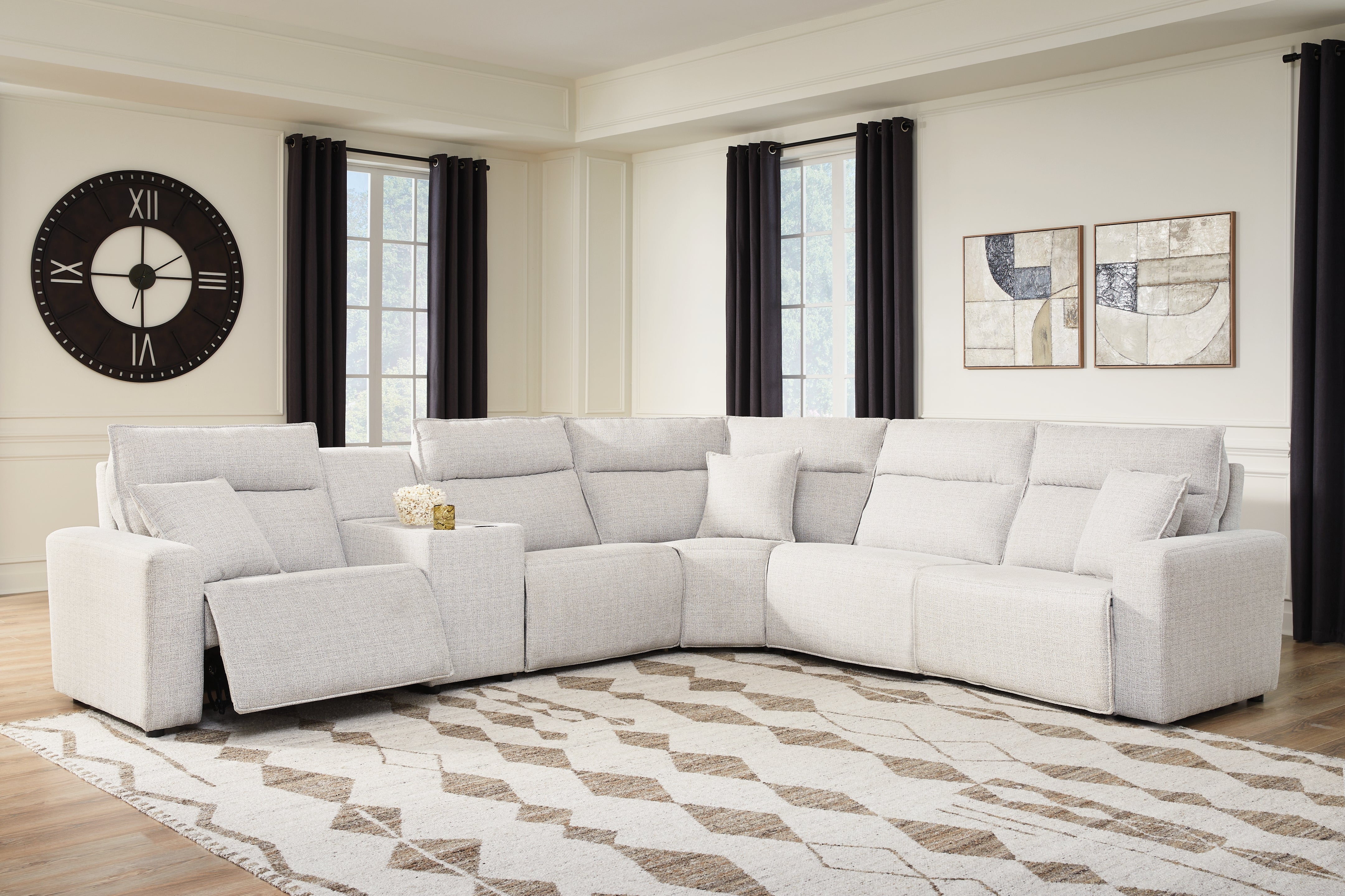 Diamond Furniture - Ashley Furniture - ModMax II 6-Piece Reclining Sectional with Console - 6-Piece Reclining Sectional with Console / Stone - 65907S36