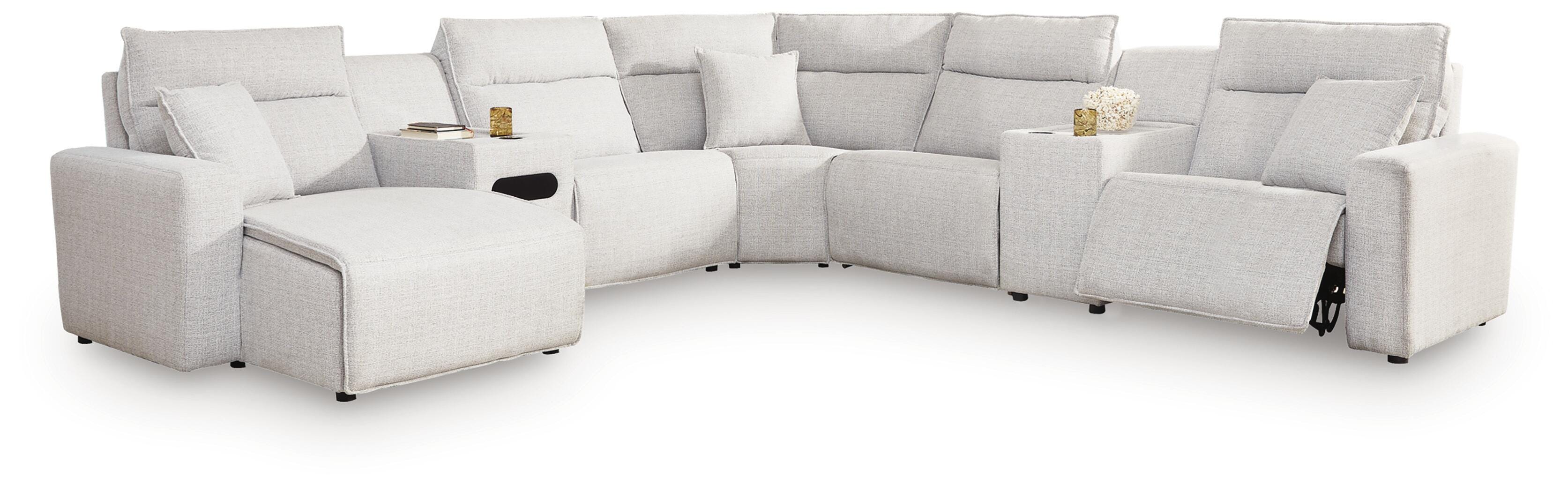 Diamond Furniture - Ashley Furniture - Modmax II 7-Piece Power Reclining Sectional with Chaise and Audio Console - 7-Piece Power Reclining Sectional with Chaise and Audio Console - 65907S43
